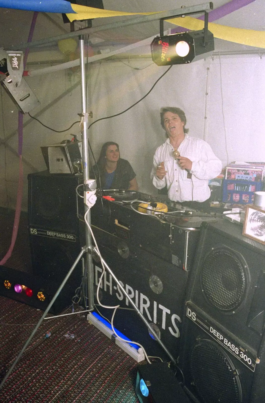 The DJ does his thing, from Claire's Eighteenth Birthday, The Swan Inn, Brome, Suffolk - 11th June 1994