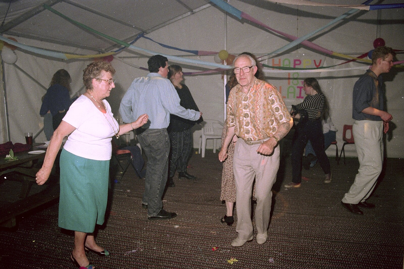 Arline and John get their freak on from Claire's Eighteenth Birthday, The Swan Inn, Brome, Suffolk - 11th June 1994