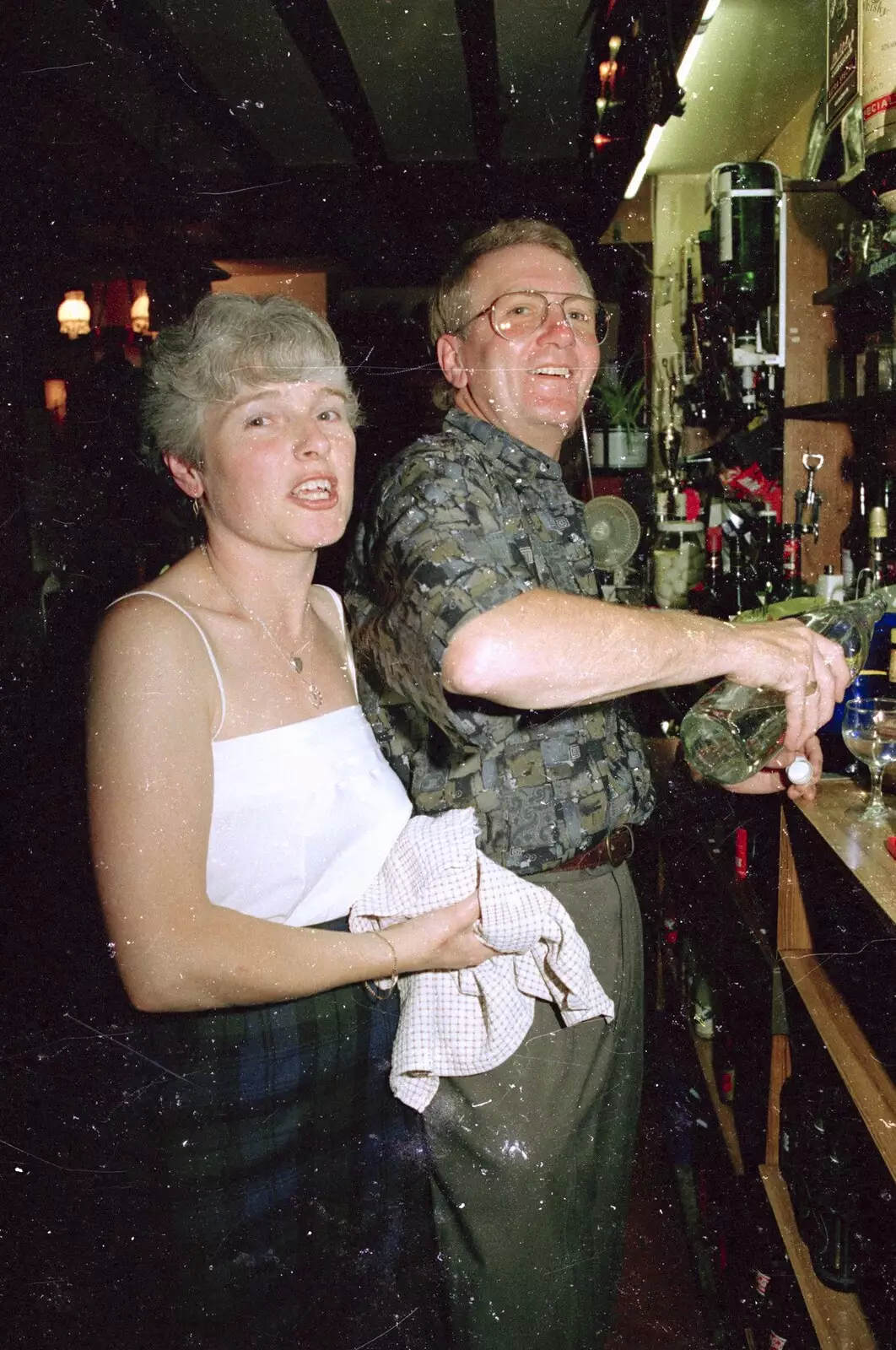 Spam and Jophn Willy behind the bar, from Claire's Eighteenth Birthday, The Swan Inn, Brome, Suffolk - 11th June 1994