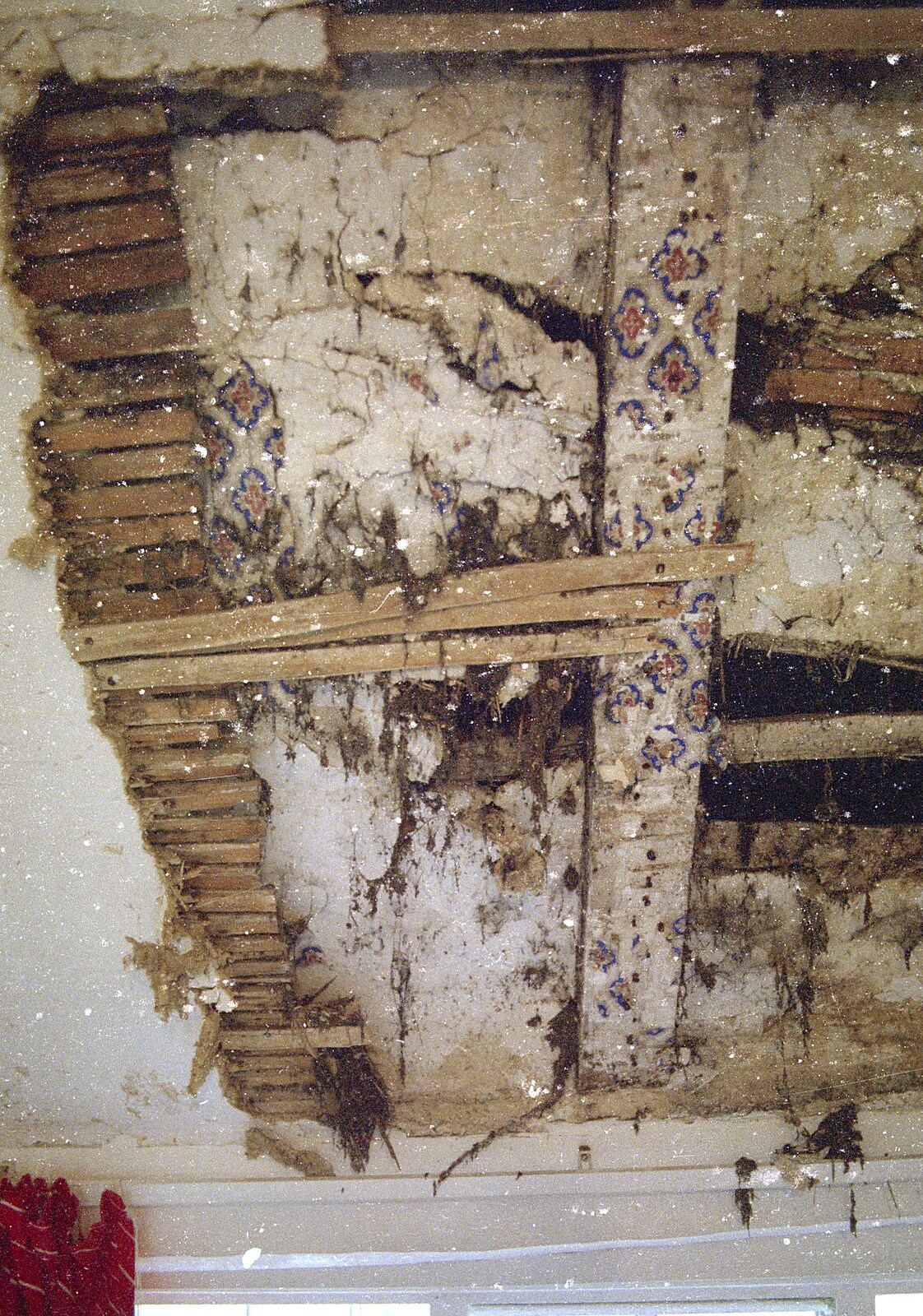 One of the original timbers is exposed from House Renovation Randomness and a Spot of Lightning, Brome, Suffolk - 19th June 1994