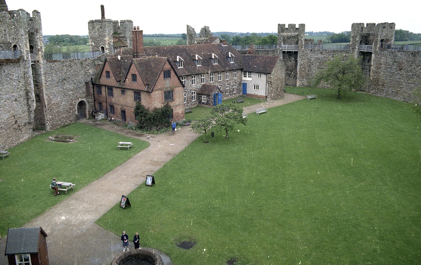 The castle courtyard from the castle walls from House Renovation Randomness and a Spot of Lightning, Brome, Suffolk - 19th June 1994
