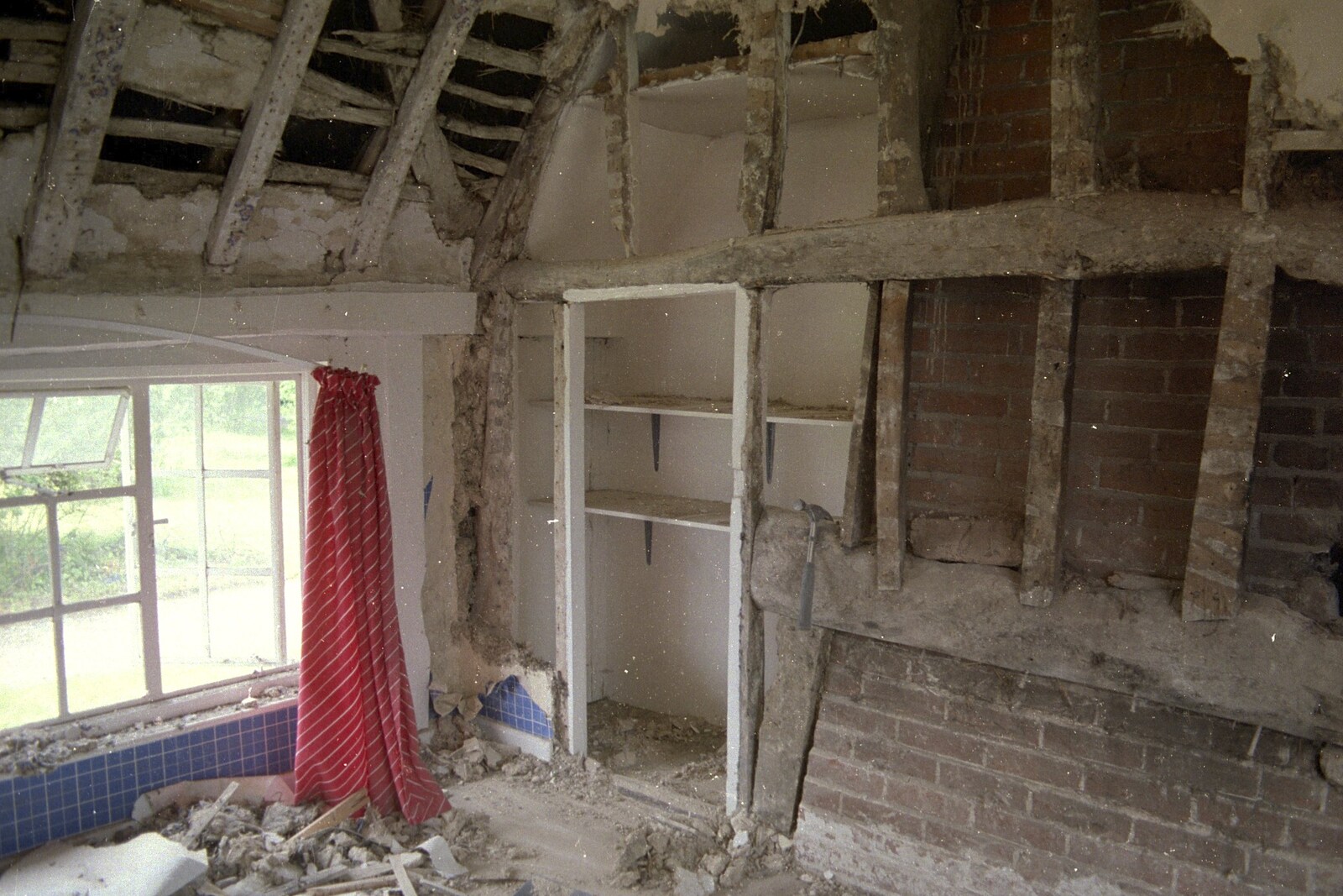 The remains of some 80s wallpaper and curtains from House Renovation Randomness and a Spot of Lightning, Brome, Suffolk - 19th June 1994