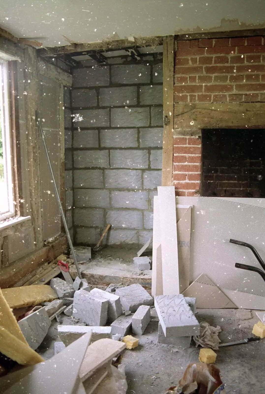 Meanwhile, downstairs, some re-building occurs, from House Renovation Randomness and a Spot of Lightning, Brome, Suffolk - 19th June 1994