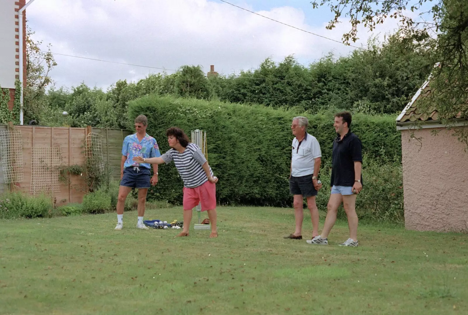 Boule hurling, from "Mad" Sue's 50th and the Building of the Stuston Bypass, Stuston, Suffolk - 7th July 1994