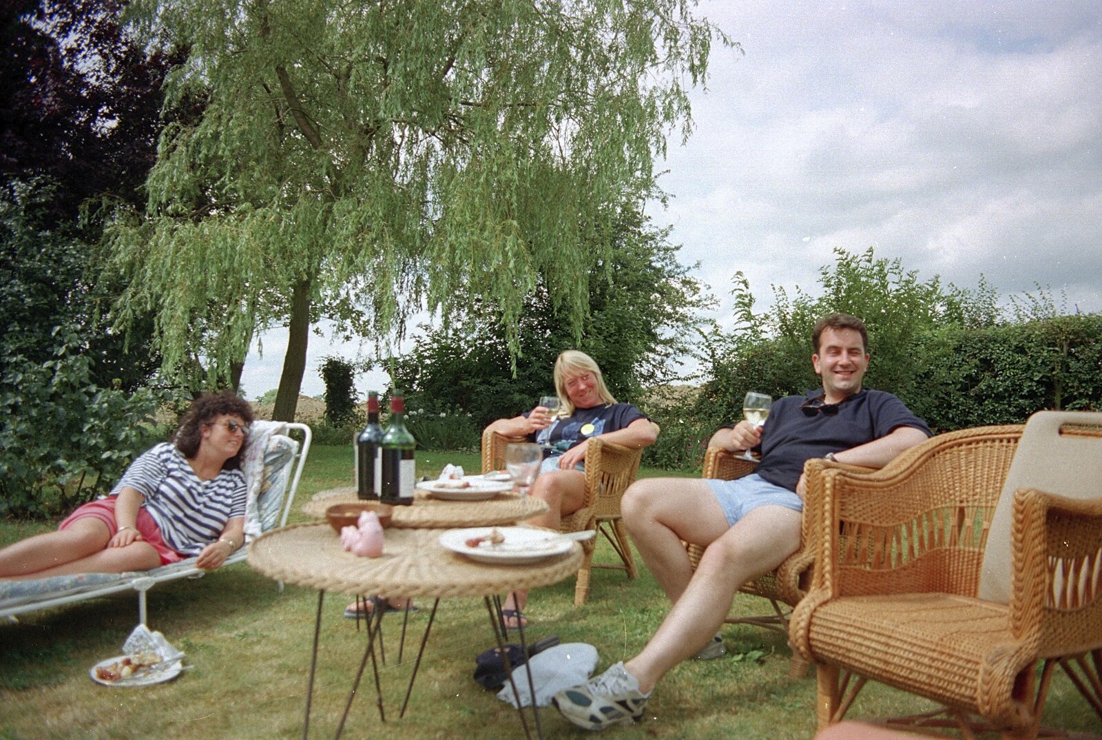 Lounging around Chez Sue from "Mad" Sue's 50th and the Building of the Stuston Bypass, Stuston, Suffolk - 7th July 1994