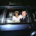 Lisa and Charlie in the car, Bernie's Anniversary and Charlie's Wedding, Palgrave and Oakley, Suffolk - 19th July 1994