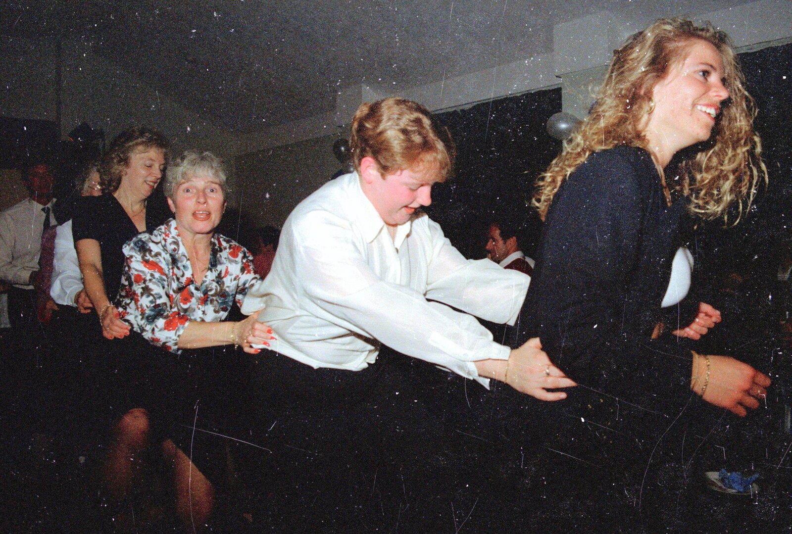 Spam and Sally do the conga from Bernie's Anniversary and Charlie's Wedding, Palgrave and Oakley, Suffolk - 19th July 1994