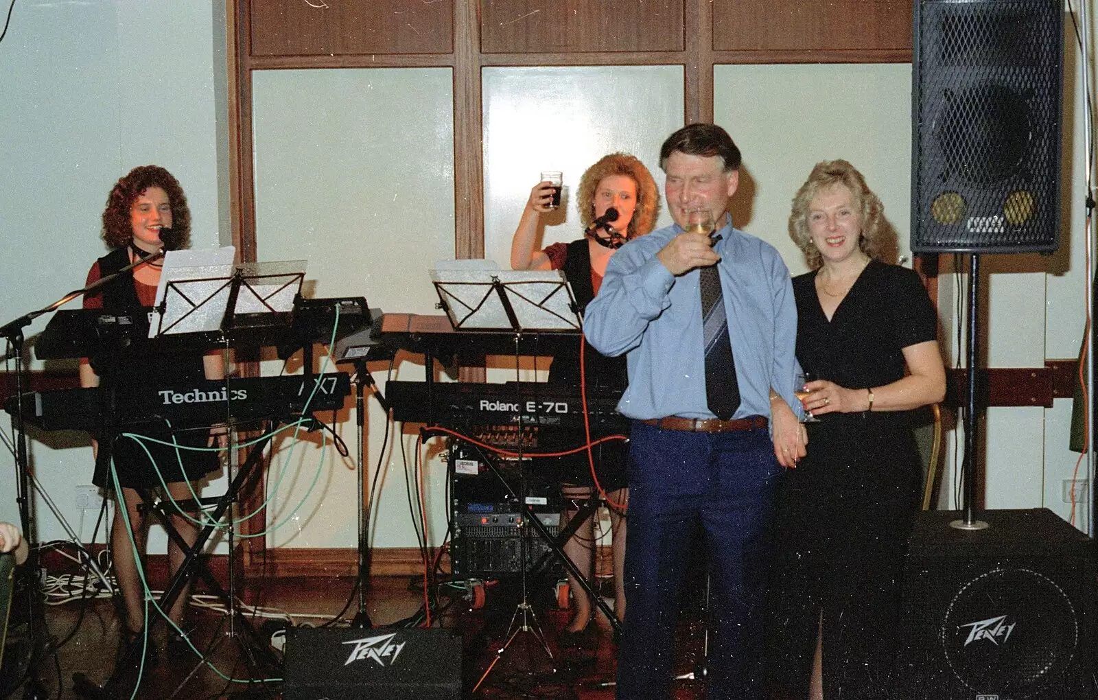 Bernie does a toast, from Bernie's Anniversary and Charlie's Wedding, Palgrave and Oakley, Suffolk - 19th July 1994