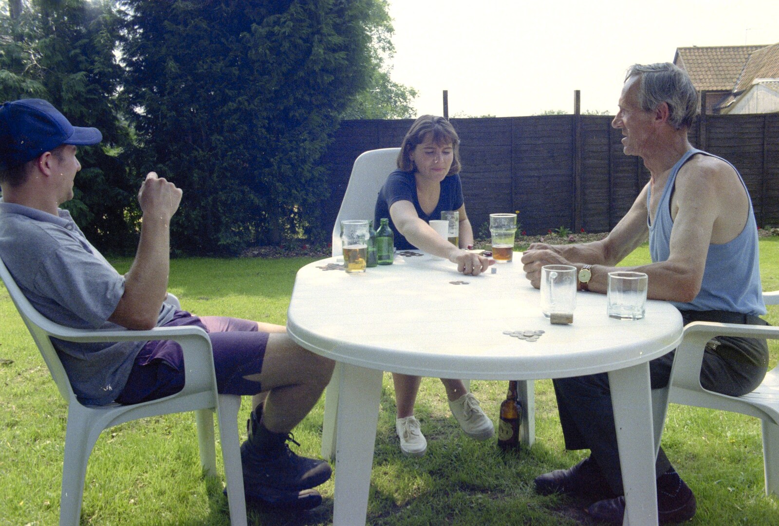 We have a beer in the garden from Orford With Riki and Dave, Poppies and an Alfie Afternoon, Suffolk - 6th August 1994