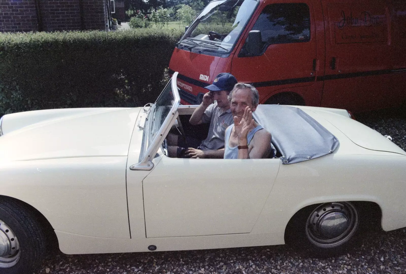 Alfie waves, from Orford With Riki and Dave, Poppies and an Alfie Afternoon, Suffolk - 6th August 1994