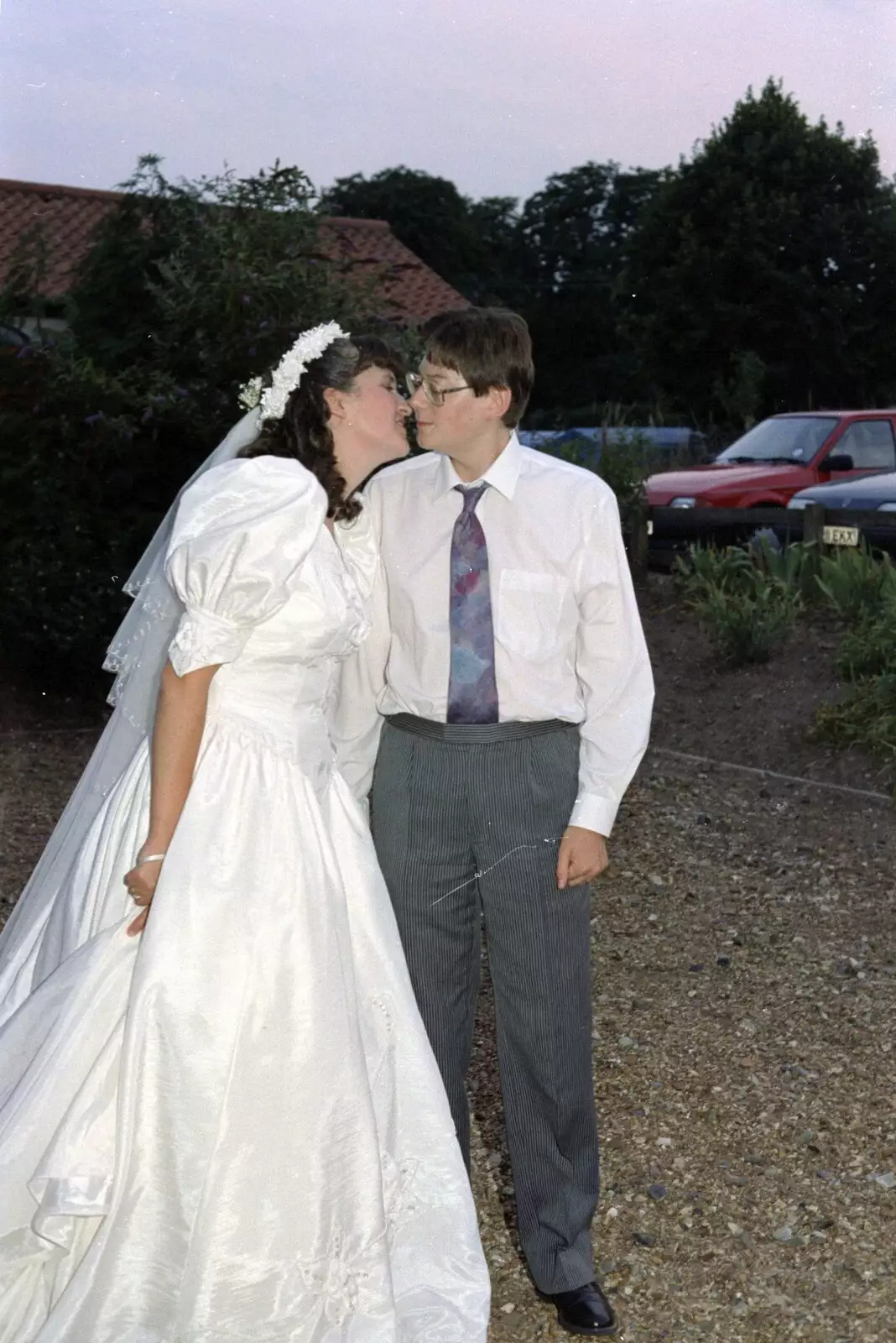 Time for a kiss, from Tone's Wedding, Mundford, Norfolk - 27th August 1994