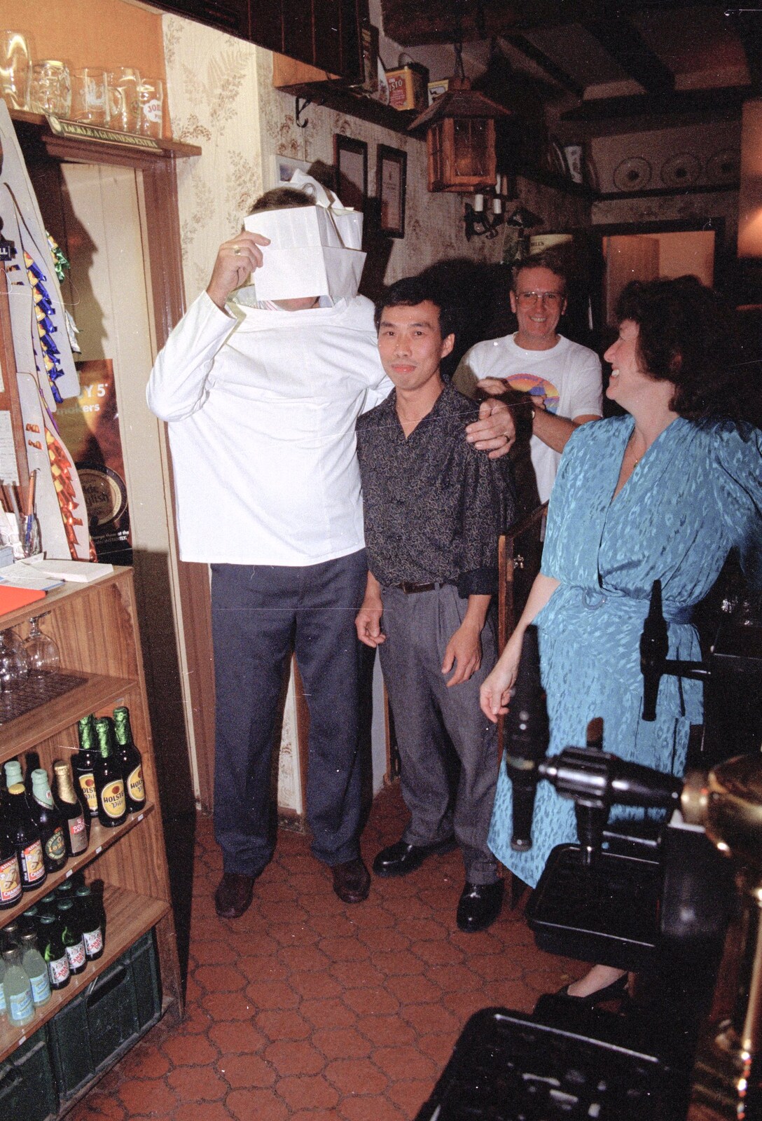 Alan covers his face up from A Stripper at The Swan, Brome, Suffolk - 30th August 1994