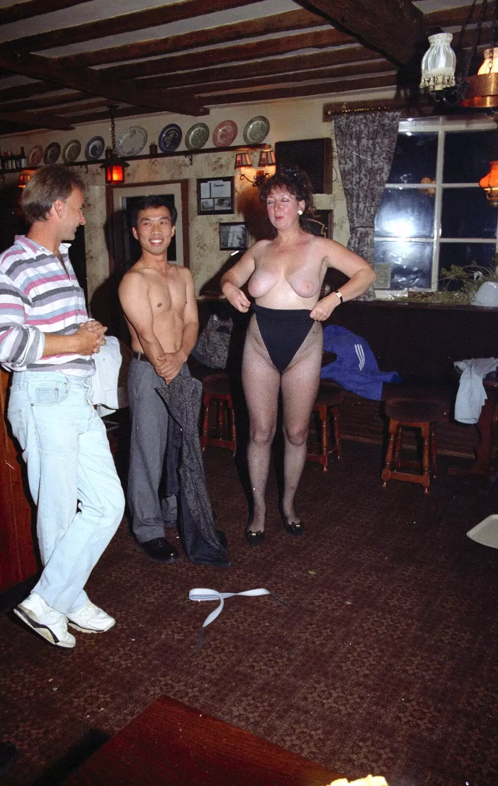 The boobs are out, from A Stripper at The Swan, Brome, Suffolk - 30th August 1994