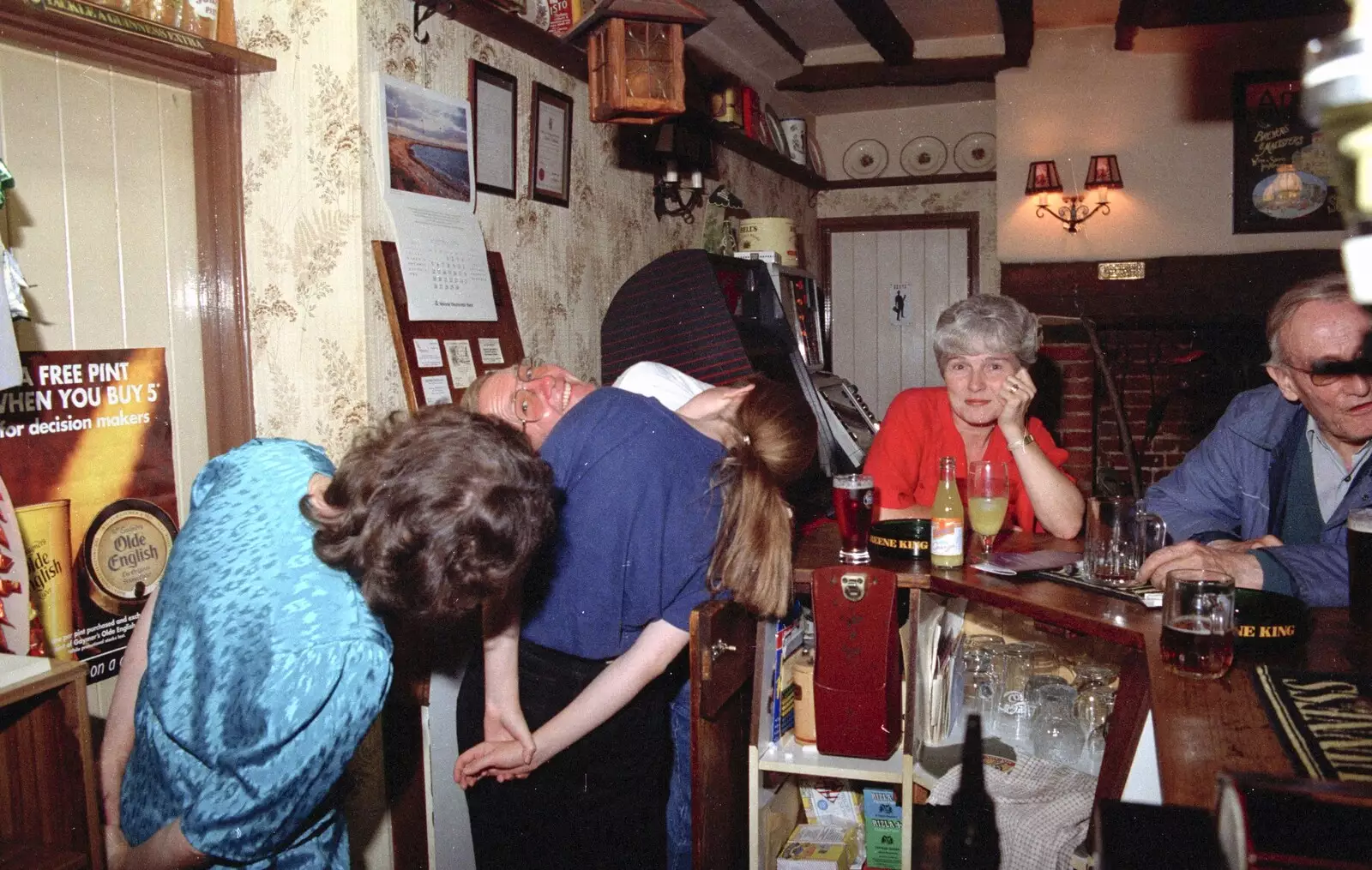 Slvia, John Willy and Lorraine mess about, from A Stripper at The Swan, Brome, Suffolk - 30th August 1994