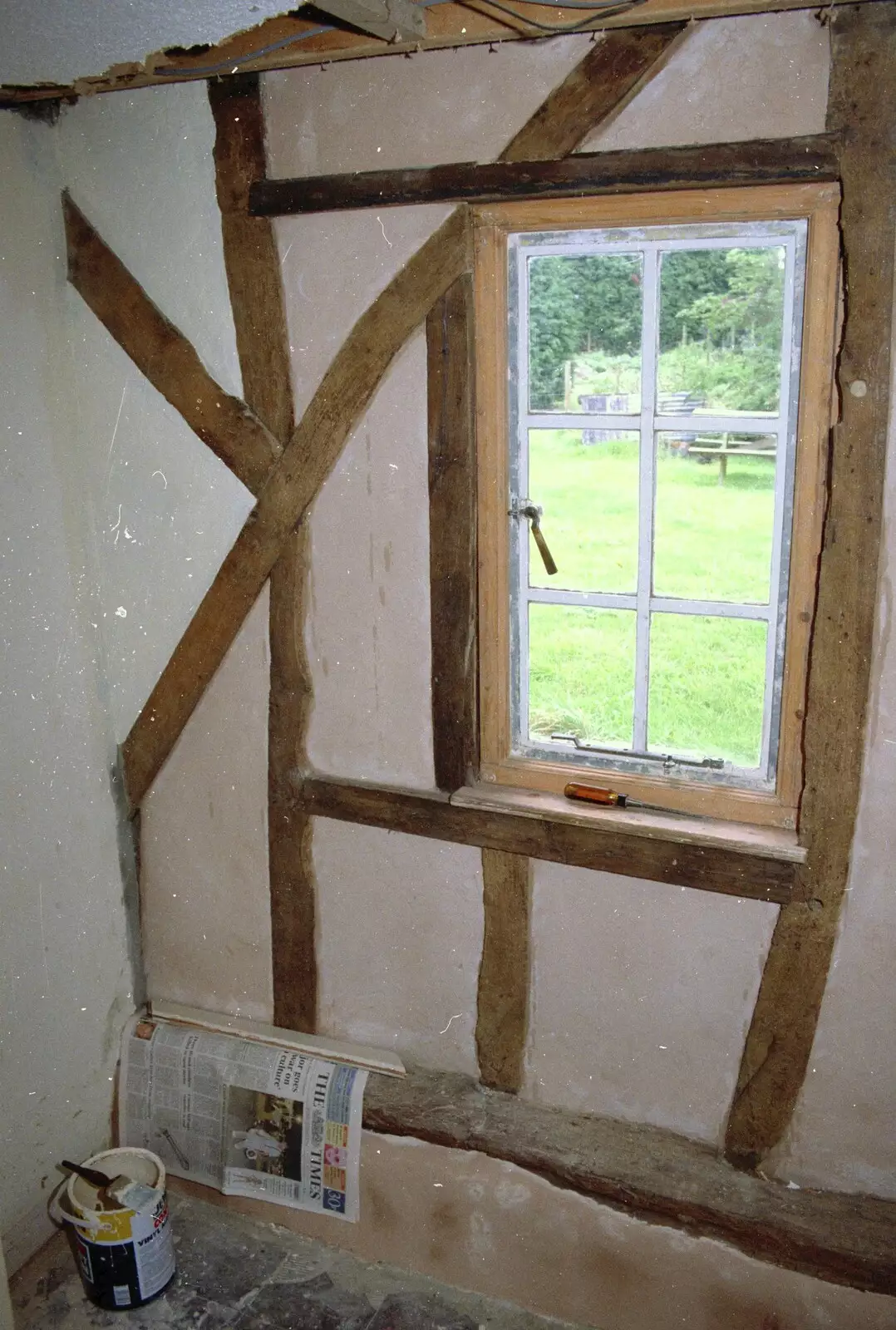 The end of the hall has been replastered, from A Stripper at The Swan, Brome, Suffolk - 30th August 1994