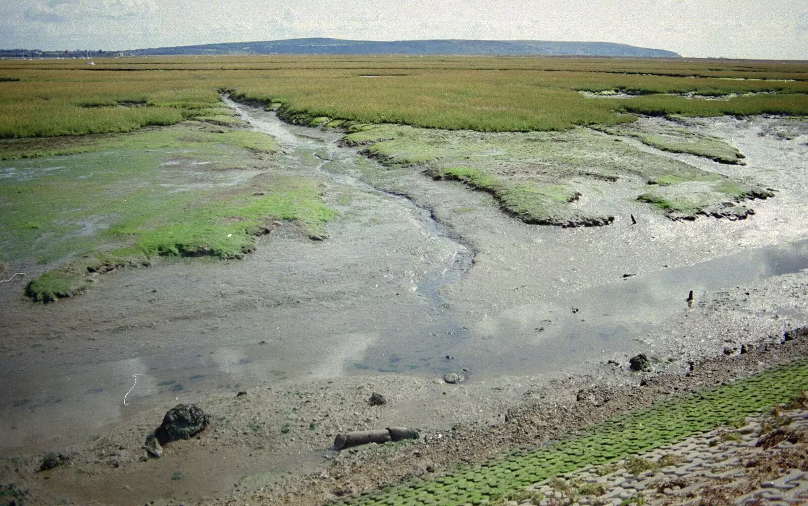 Keyhaven Marshes, with the Isle of Wight in the distance, from Grandmother's Seventieth Birthday, Brockenhurst and Keyhaven, Hampshire - 11th September 1994