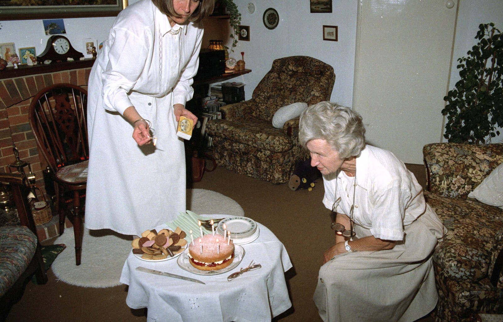 Grandmother's Seventieth Birthday, Brockenhurst and Keyhaven, Hampshire - 11th September 1994: Caroline lights up the candles