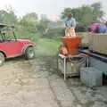 Brenda pokes a stick into the apple chopper, Cider Making (without Rosie), Stuston, Suffolk - 23rd September 1994