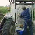 Corky wraps up the cheeses with plastic, Cider Making (without Rosie), Stuston, Suffolk - 23rd September 1994