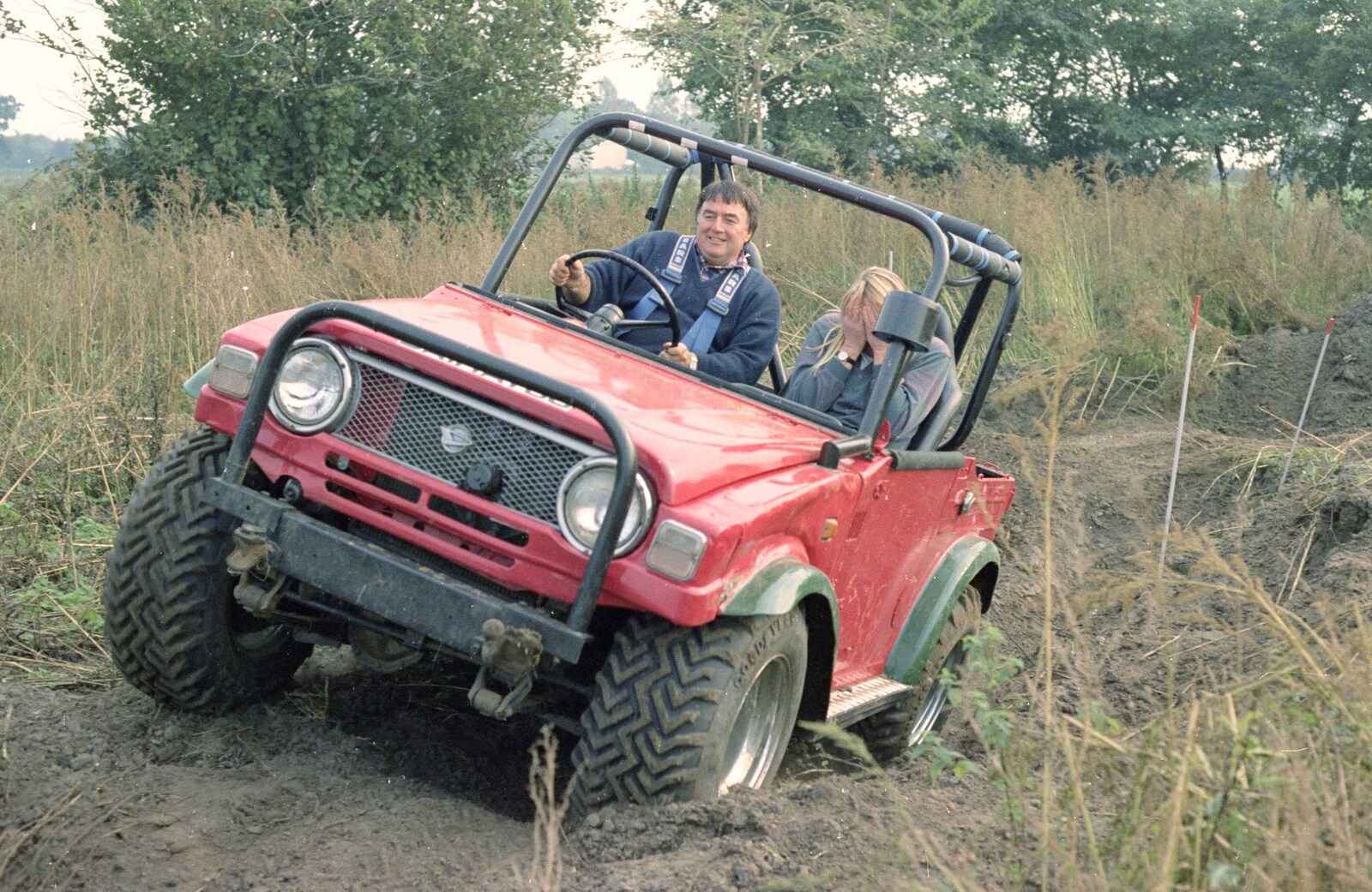 Cider Making (without Rosie), Stuston, Suffolk - 23rd September 1994: Sue keeps her eyes covered as Corky drives around