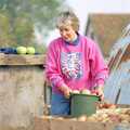 Linda with a bucket of apples, Cider Making (without Rosie), Stuston, Suffolk - 23rd September 1994