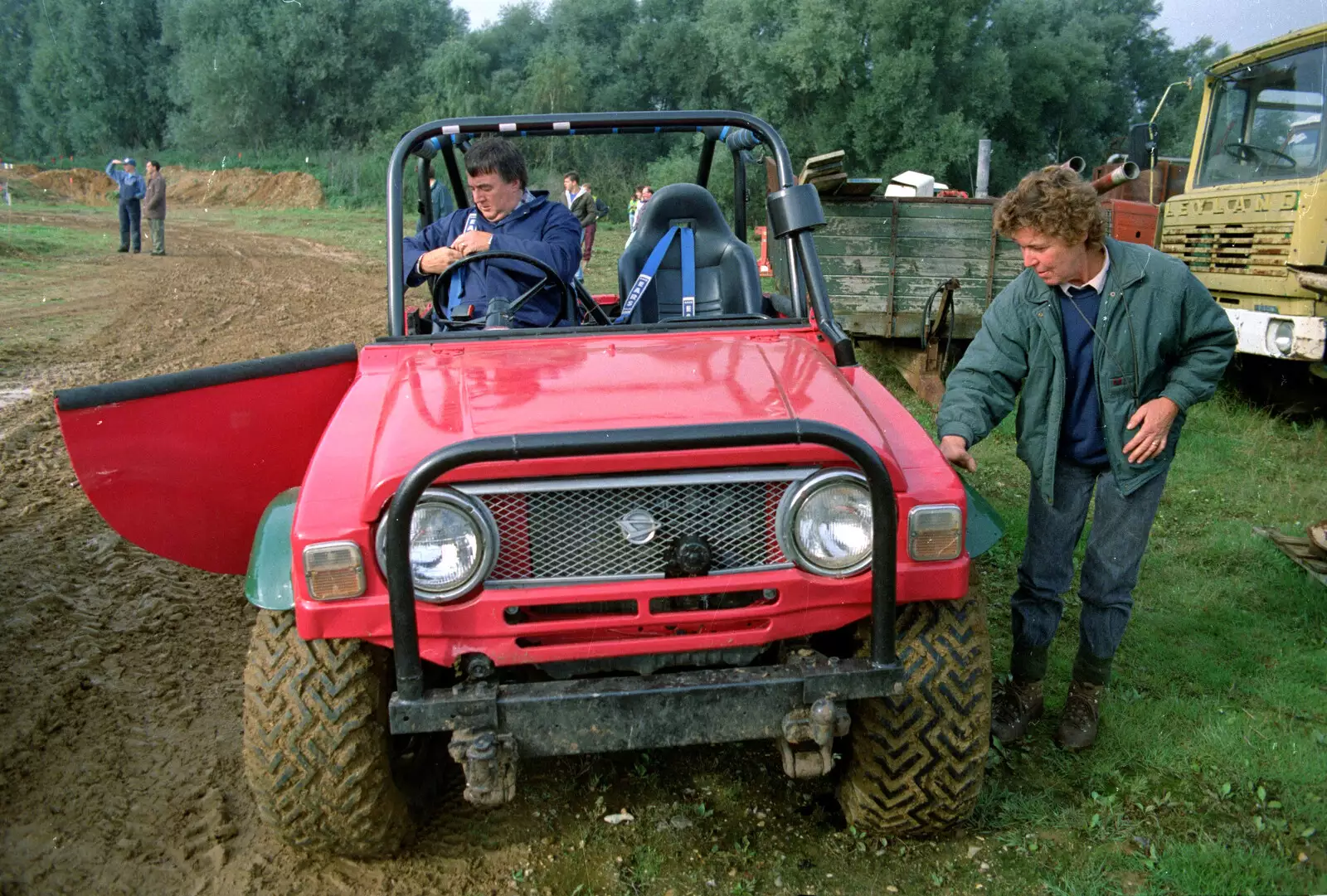 Corky straps in as Brenda pokes about, from Off-Roading With Geoff and Brenda, Suffolk - 10th October 1994