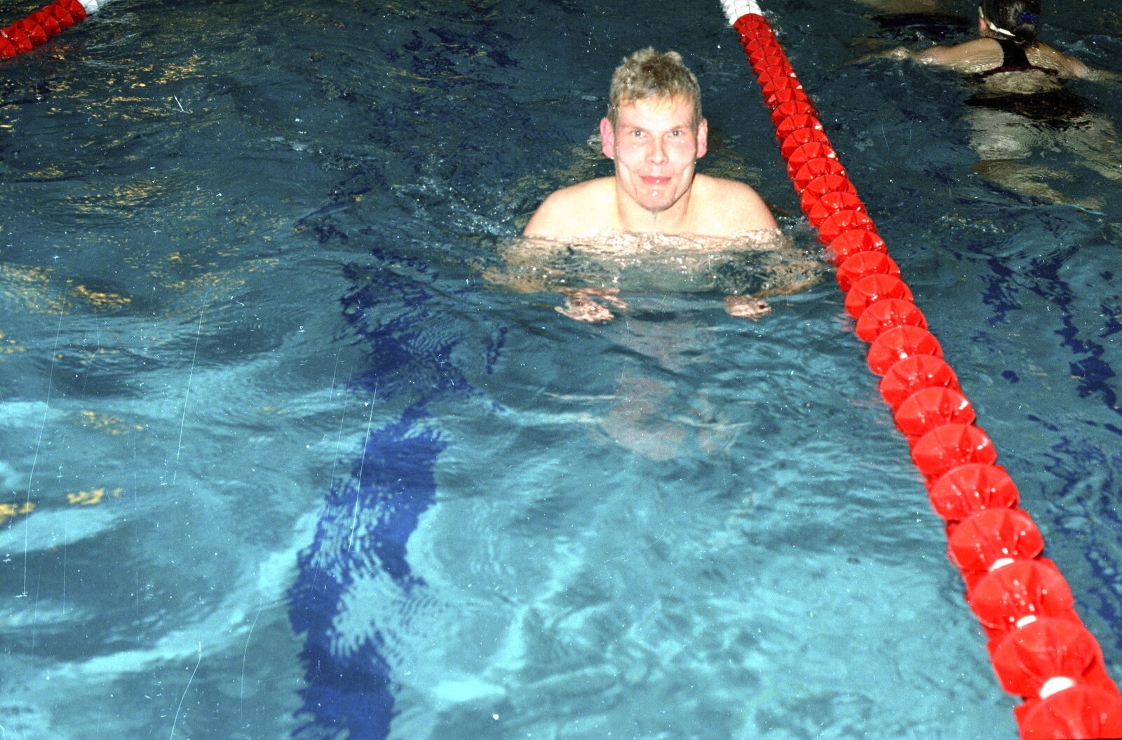 Bill pauses from The Swan does the BHF Sponsored Swim, Diss Pool, Norfolk - 3rd October 1994