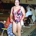 Helen finishes, The Swan does the BHF Sponsored Swim, Diss Pool, Norfolk - 3rd October 1994