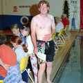 Wavy finishes his session, The Swan does the BHF Sponsored Swim, Diss Pool, Norfolk - 3rd October 1994