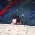 Sylvia finishes another lap, The Swan does the BHF Sponsored Swim, Diss Pool, Norfolk - 3rd October 1994