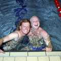 Wavy and Tim Amps have a moment, The Swan does the BHF Sponsored Swim, Diss Pool, Norfolk - 3rd October 1994
