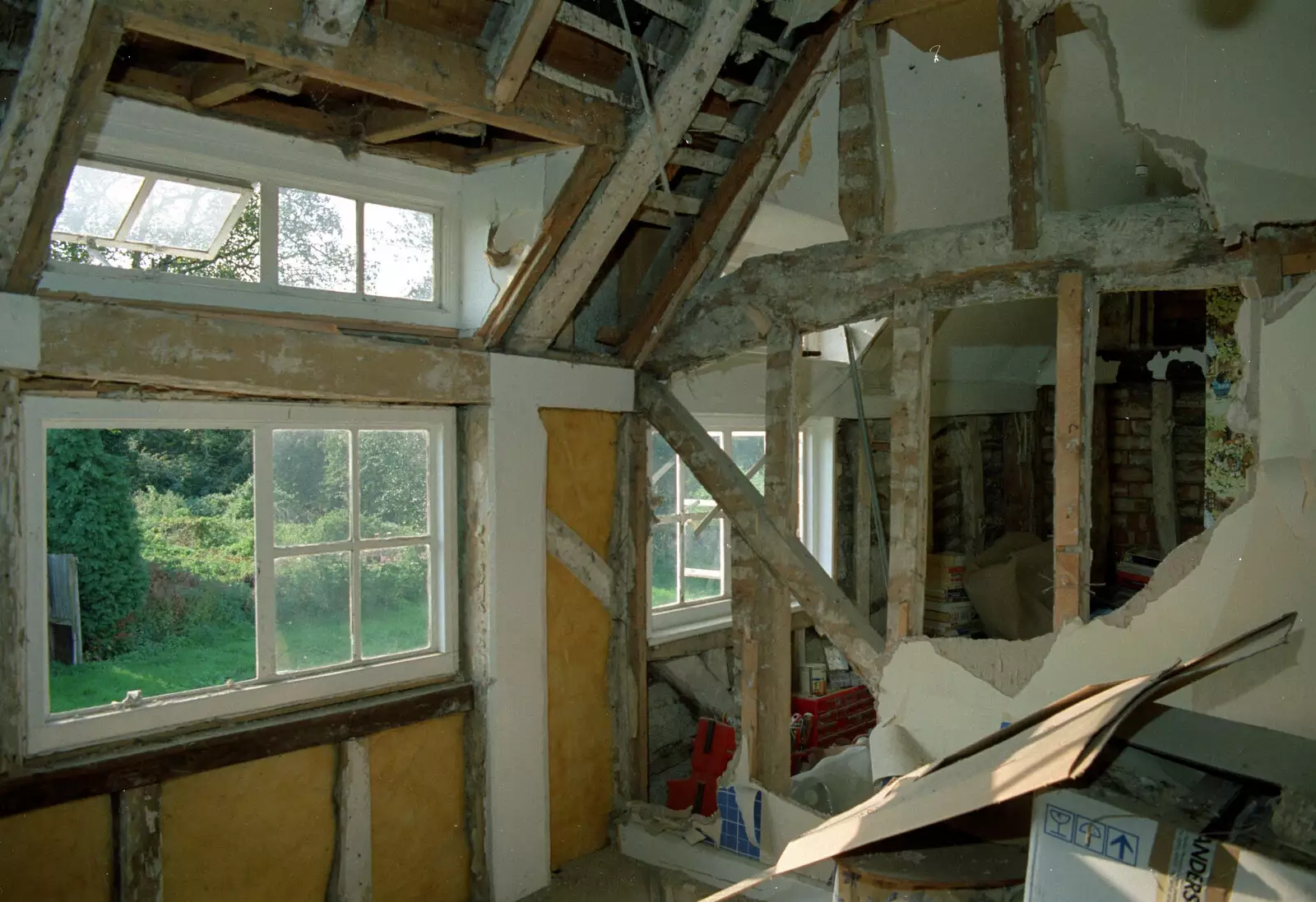 Looking through in to the bedroom next door, from Bedroom Demolition, Brome, Suffolk - 10th October 1994