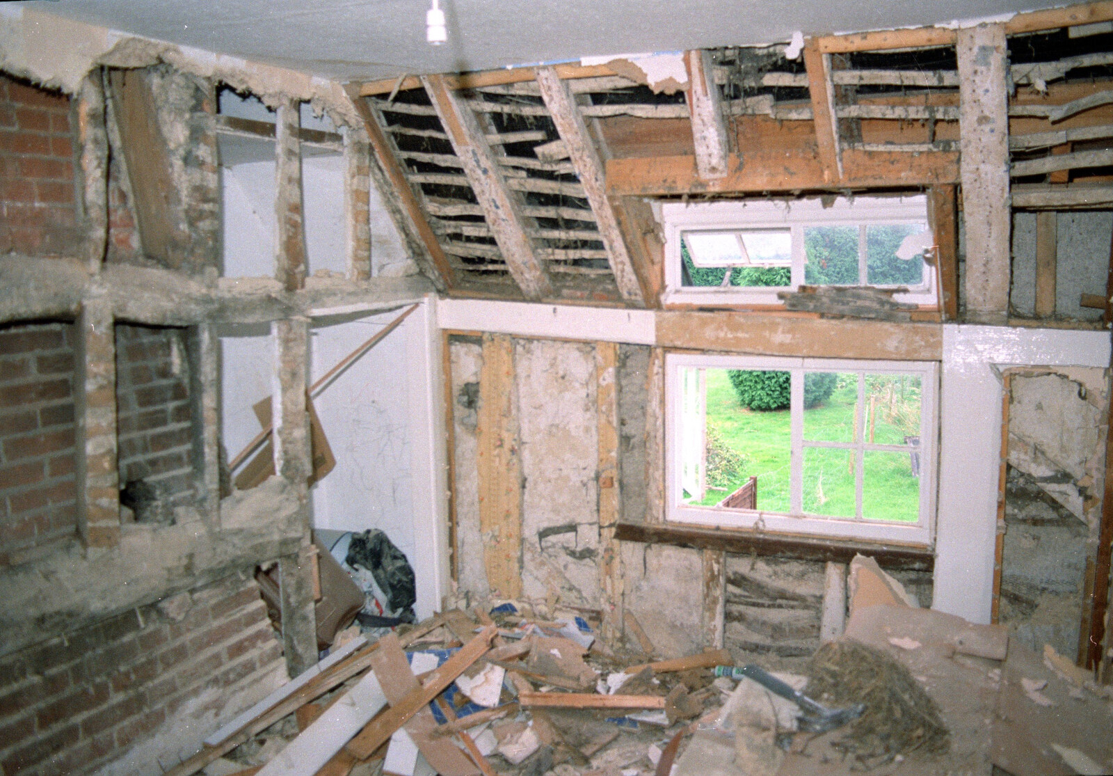 The bedroom is wrecked from Bedroom Demolition, Brome, Suffolk - 10th October 1994