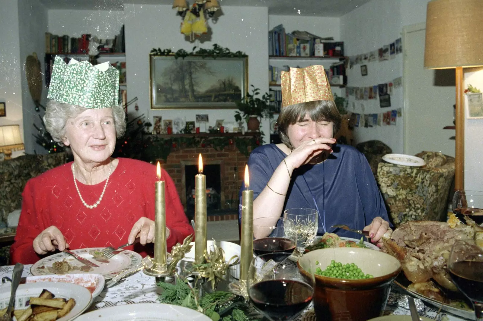 Grandmother and Caroline, from Christmas Down South, Burton and Walkford, Dorset - 25th December 1994