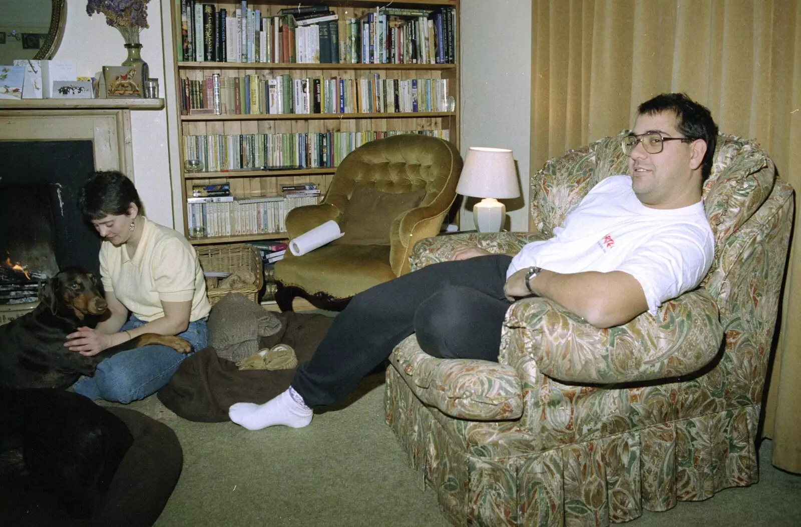 Roger looks over, from Christmas Down South, Burton and Walkford, Dorset - 25th December 1994