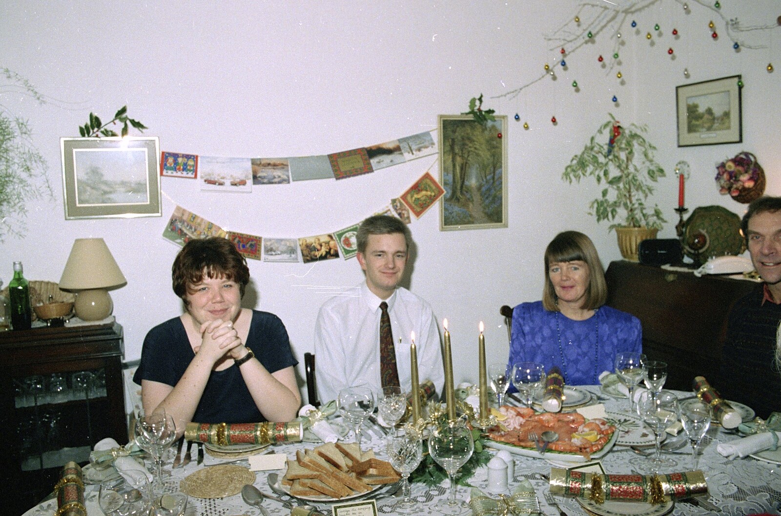 Sis, Nosher, Mother and a bit of Mike from Christmas Down South, Burton and Walkford, Dorset - 25th December 1994
