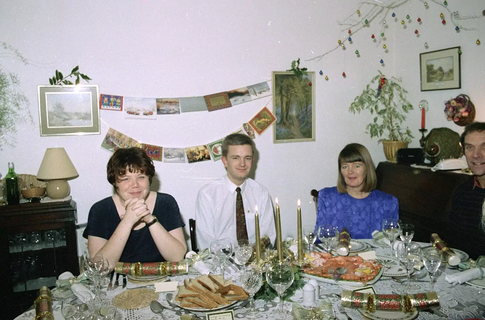 Sis, Nosher, Mother and a bit of Mike, from Christmas Down South, Burton and Walkford, Dorset - 25th December 1994