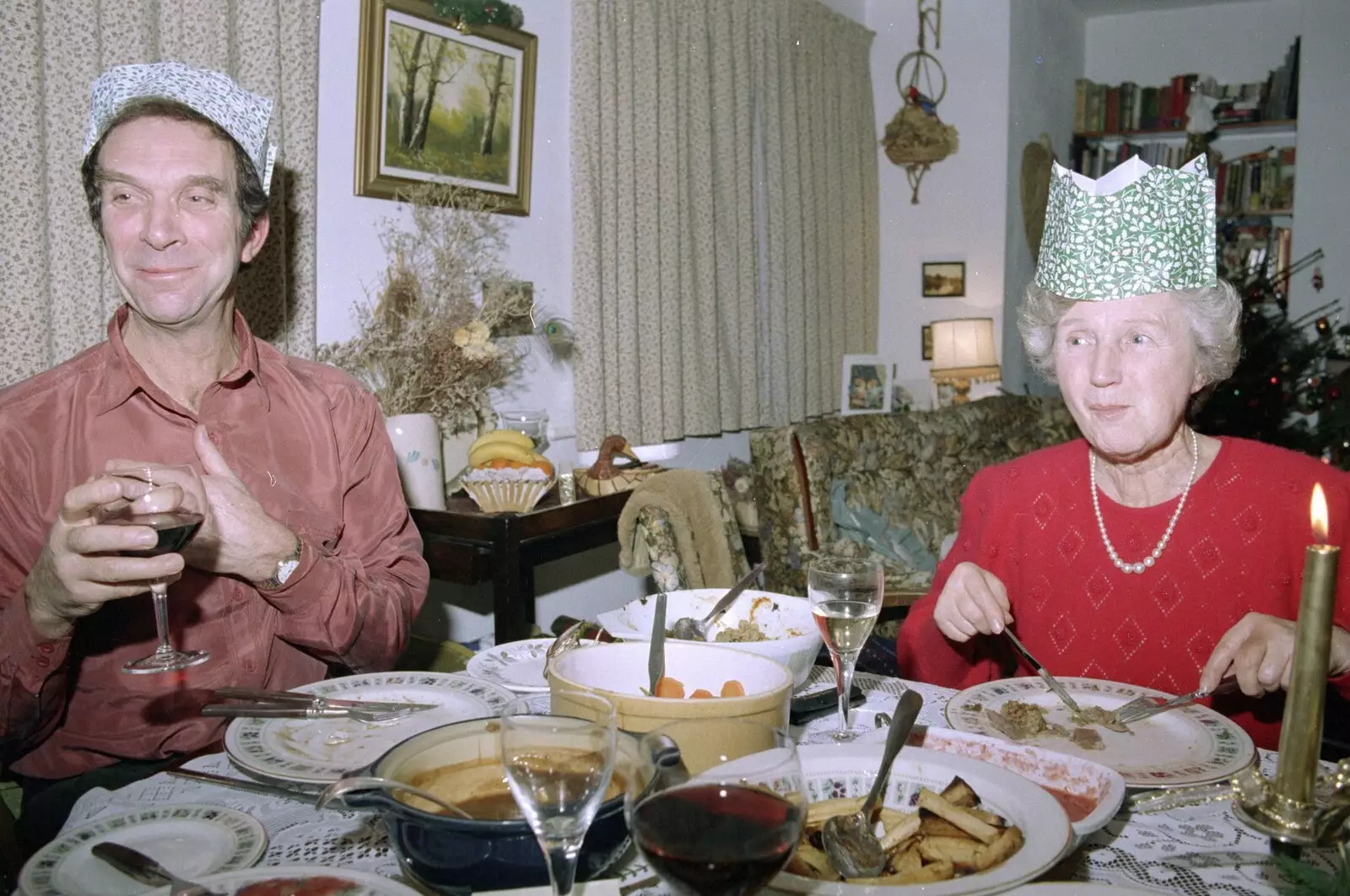 Mike and Grandmother, from Christmas Down South, Burton and Walkford, Dorset - 25th December 1994