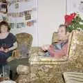 Sis looks over to Mike, Christmas Down South, Burton and Walkford, Dorset - 25th December 1994