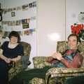 Sis and Mike, with comedy reindeer antlers, Christmas Down South, Burton and Walkford, Dorset - 25th December 1994