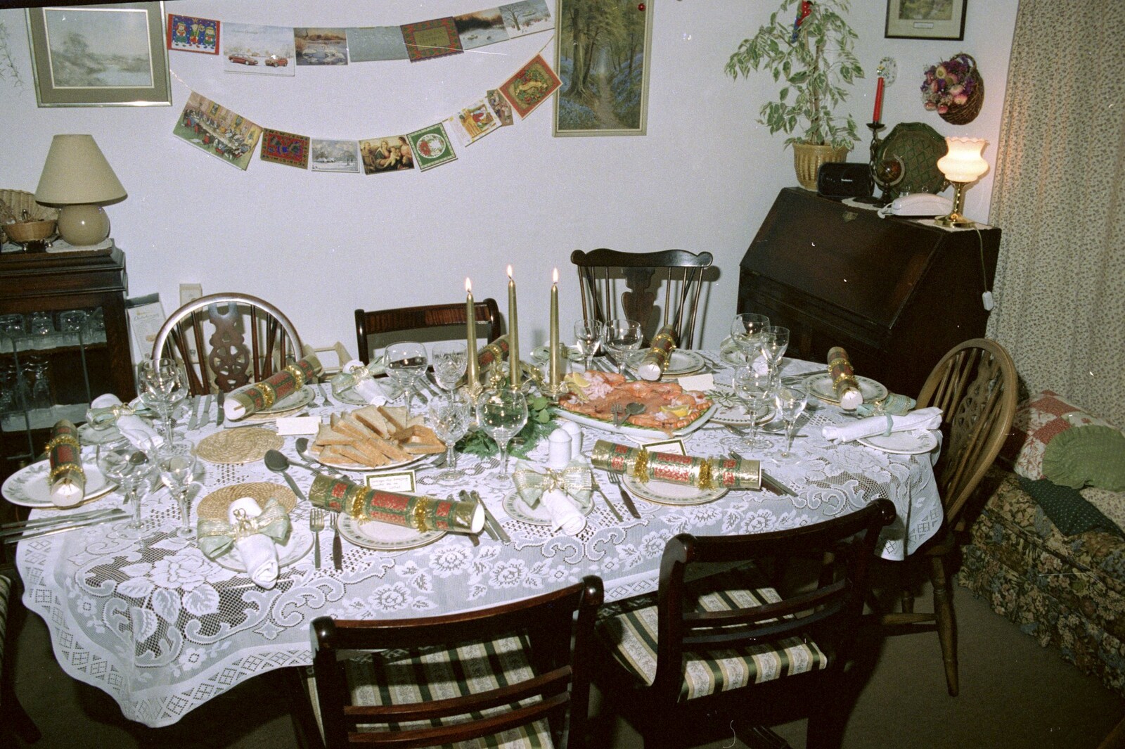 The Christmas table from Christmas Down South, Burton and Walkford, Dorset - 25th December 1994