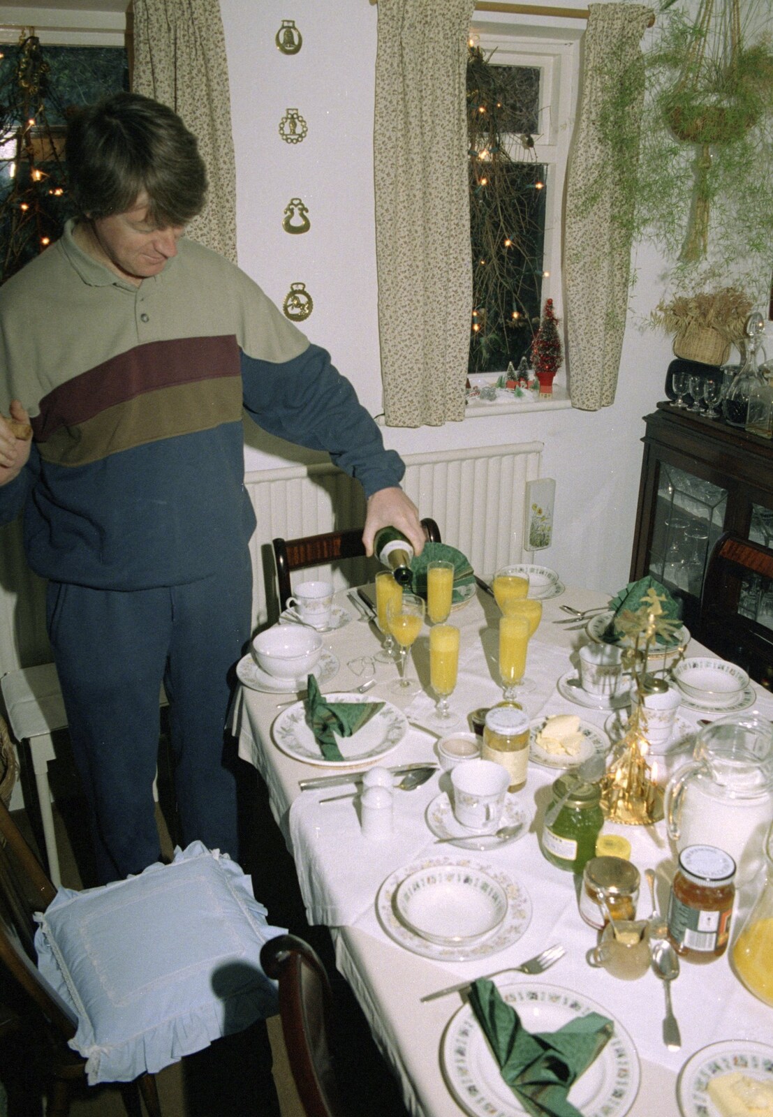 Neil pours some Bucks Fizz on Boxing Day from Christmas Down South, Burton and Walkford, Dorset - 25th December 1994