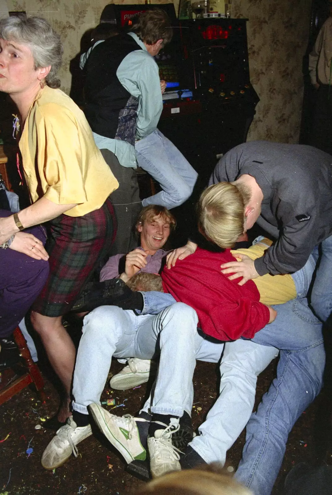 There's a big pile of rabbits on the floor, from New Year's Eve at the Swan Inn, Brome, Suffolk - 31st December 1994