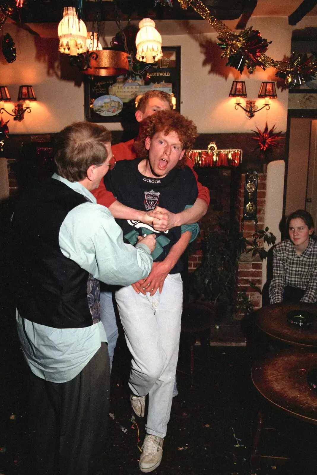 Wavy gets it in the nads too, from New Year's Eve at the Swan Inn, Brome, Suffolk - 31st December 1994