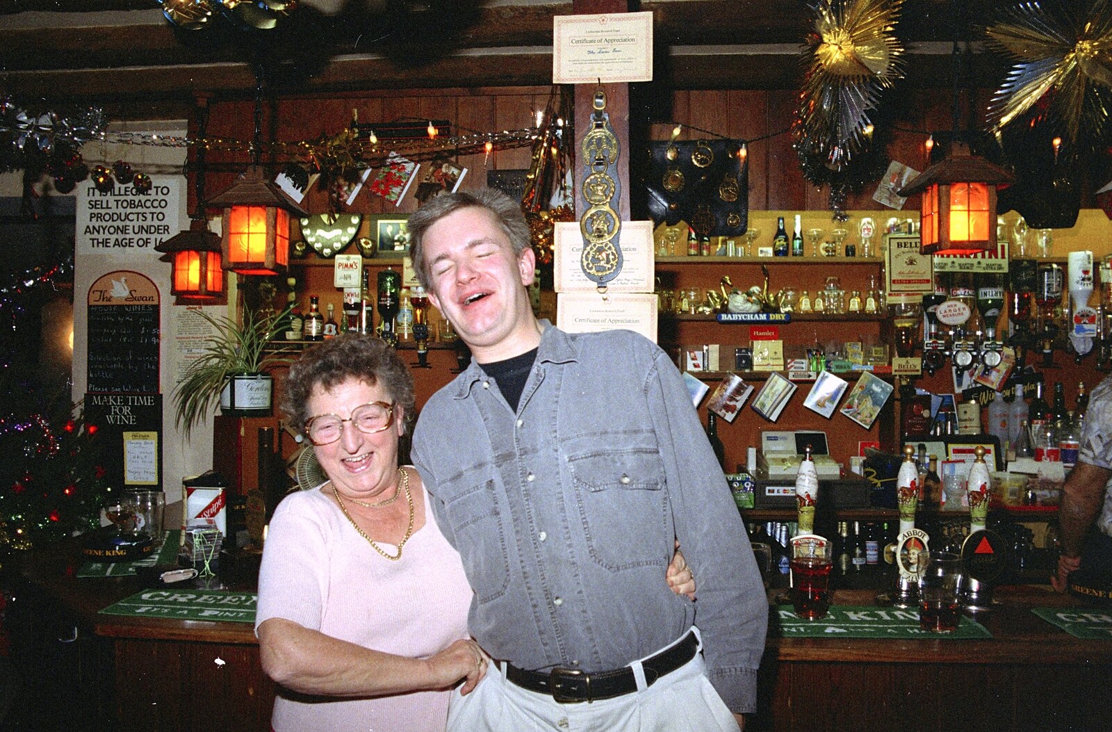 Arline and Nosher from New Year's Eve at the Swan Inn, Brome, Suffolk - 31st December 1994