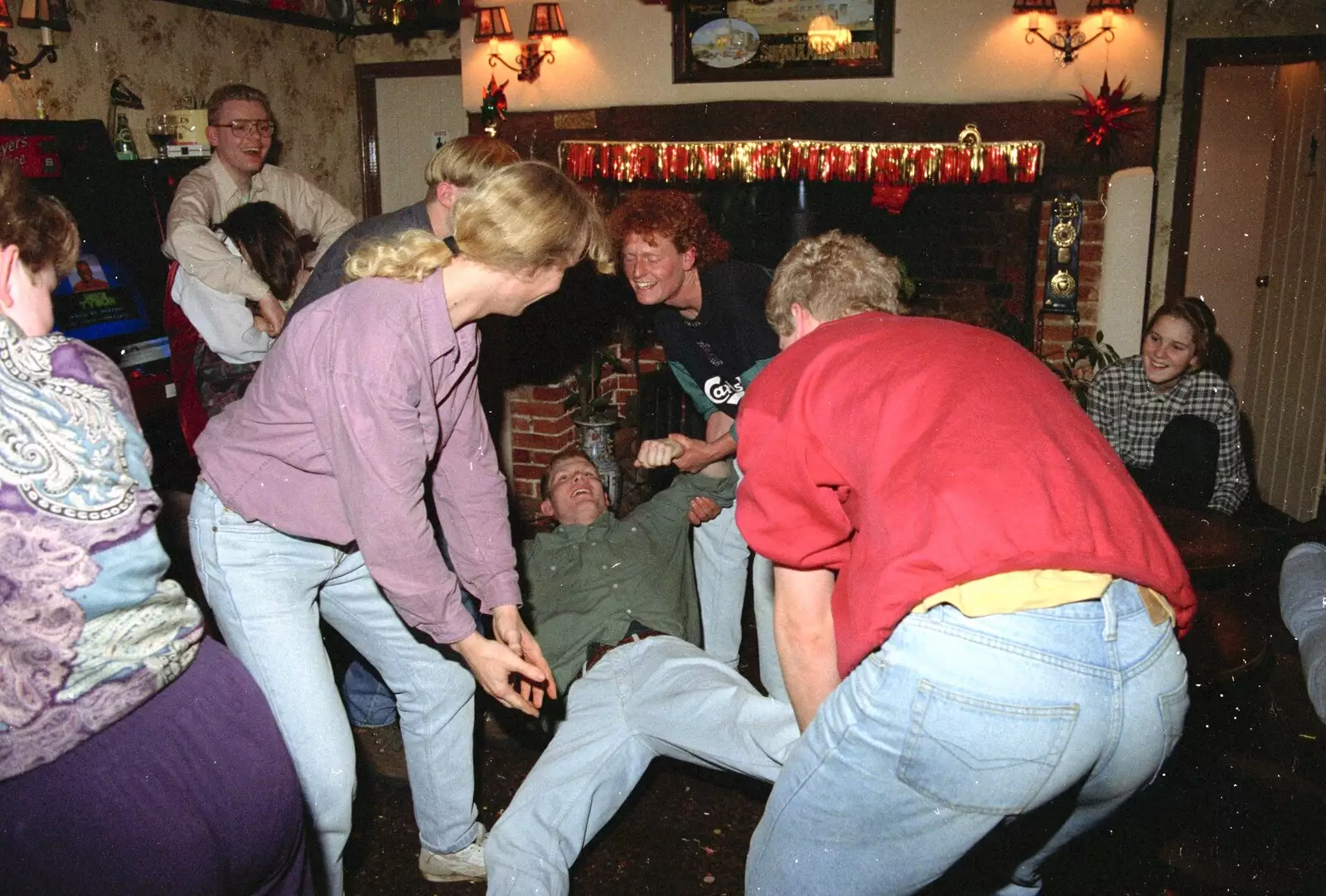 Mikey gets some sort of bumps, from New Year's Eve at the Swan Inn, Brome, Suffolk - 31st December 1994