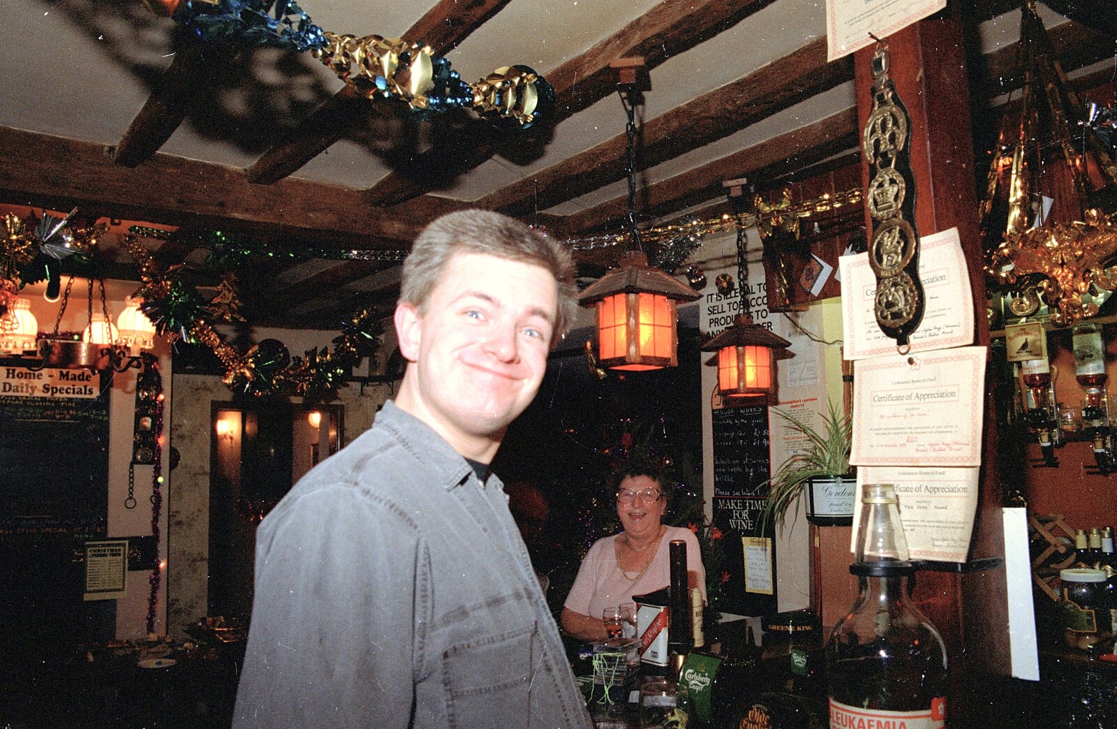 Nosher from New Year's Eve at the Swan Inn, Brome, Suffolk - 31st December 1994