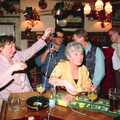 Nanna waves around some streamers, New Year's Eve at the Swan Inn, Brome, Suffolk - 31st December 1994