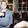 Roger holds a beer up as Pippa ducks, New Year's Eve at the Swan Inn, Brome, Suffolk - 31st December 1994