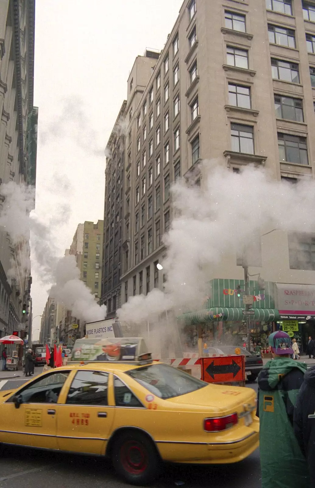 A yellow cab and New York steam, from A Trip to New York, New York, USA - 11th March 1995